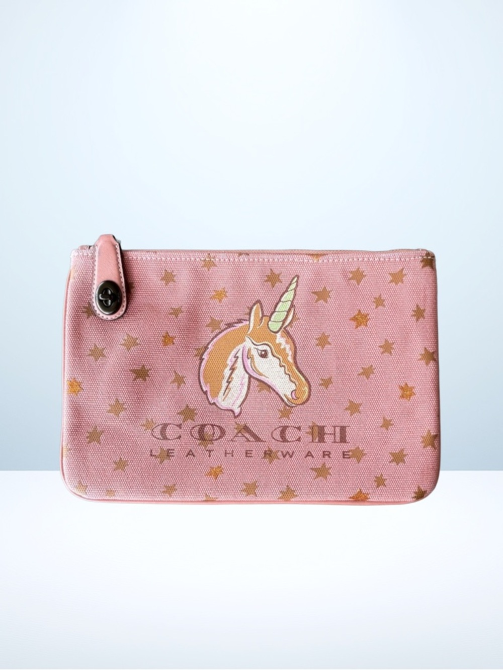 Coach 2017 Uni Turnlock Pouch 26 (Pink Melon/Unicorn/Stars)